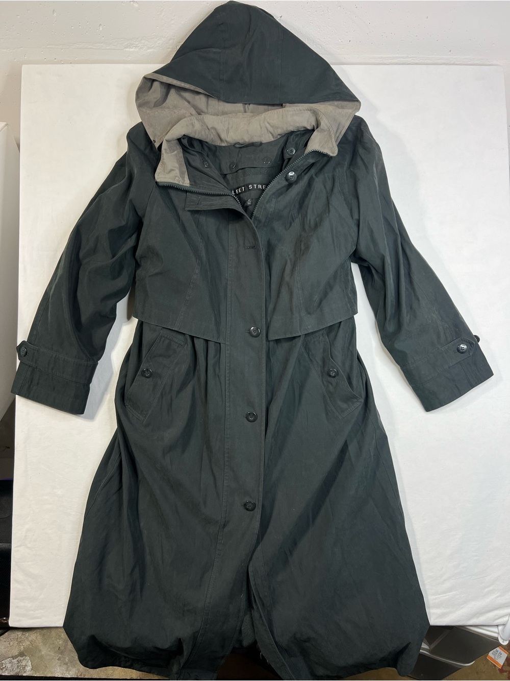 Vintage Fleet Street Trench Coat Hooded Green